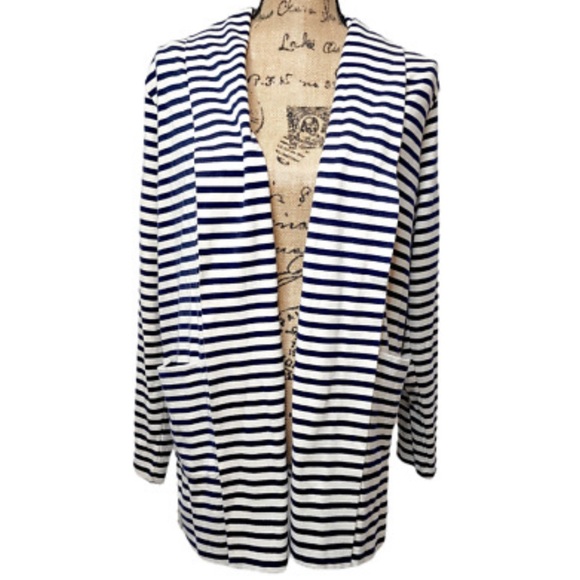 Lou & Grey LOFT NWOT❗️Striped Conscious Cotton Pocket Open Cardigan - Picture 7 of 7